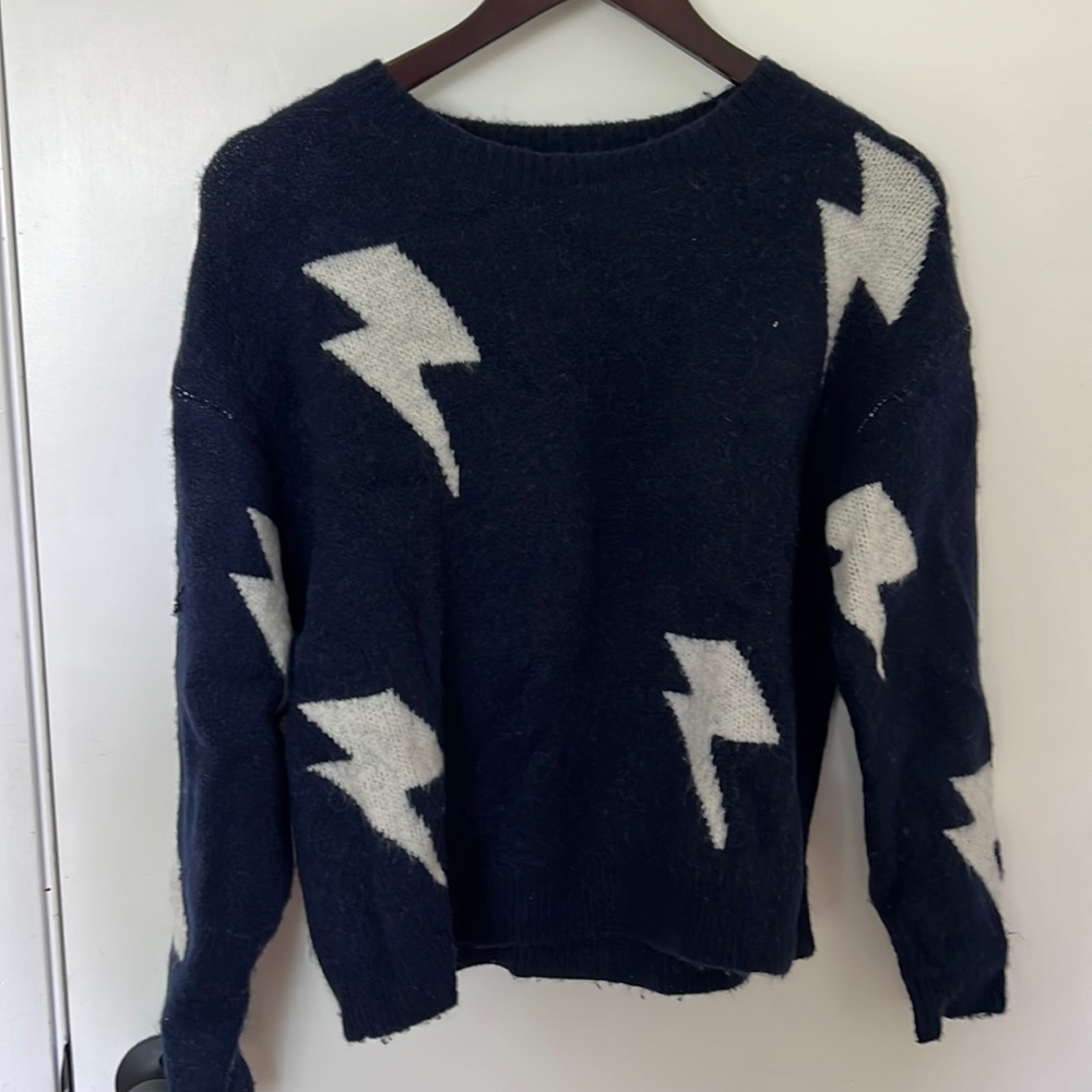 Navy lightning bolt sweater